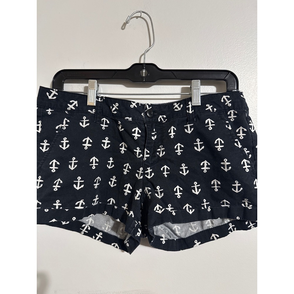 SO Authentic American Heritage Womens Navy Anchor Print Cuffed Shorts Size 9